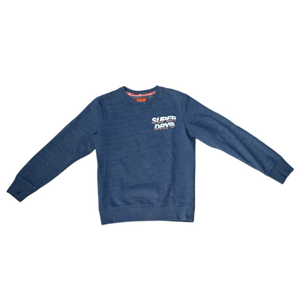 Superdry Crewneck Pullover Sweatshirt Men’s M Navy Embroidered Logo Lined